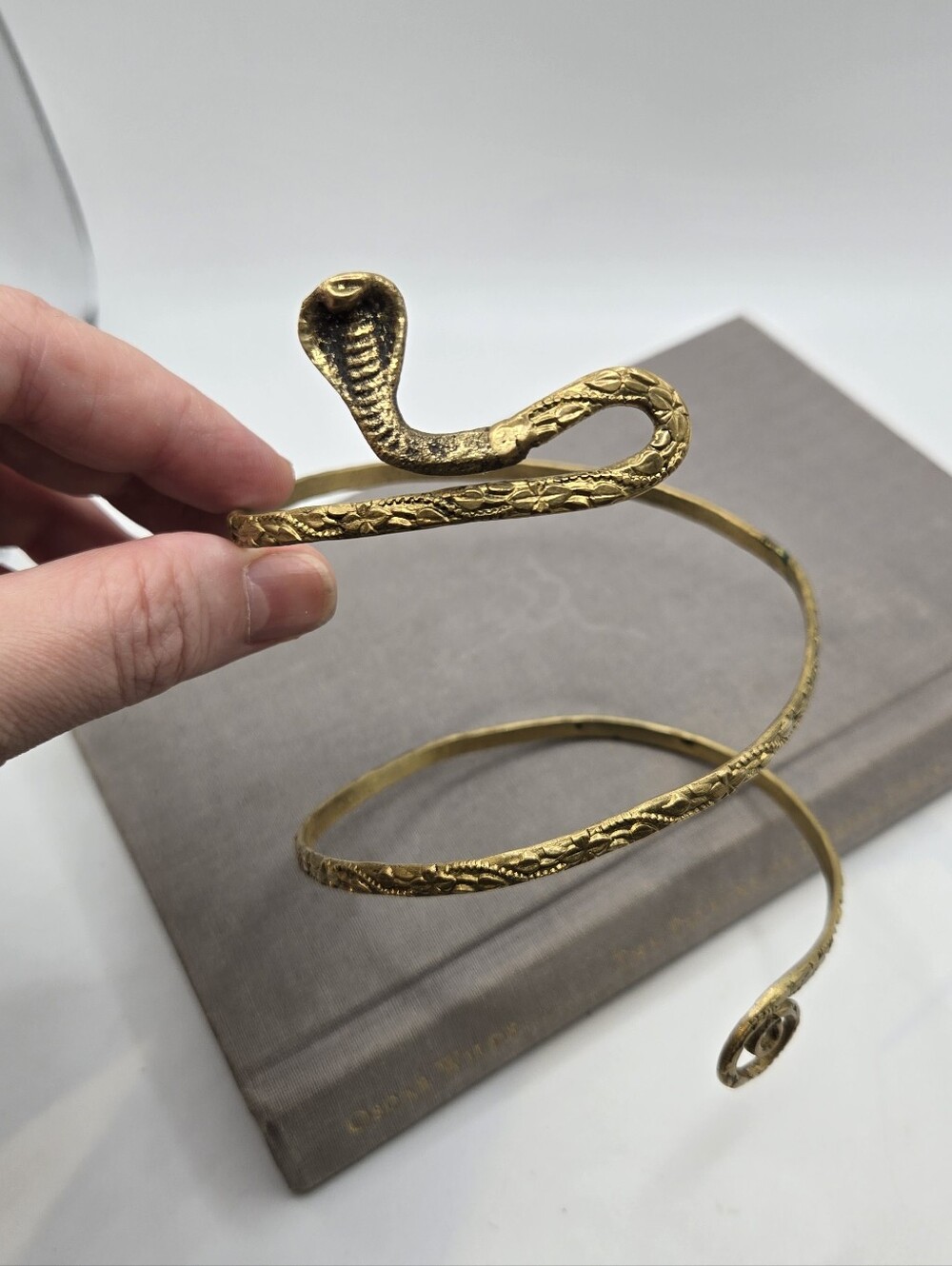 Vintage Snake Armlet Cuff Coil Serpent Gold Tone Brass Metal Coiled Goth